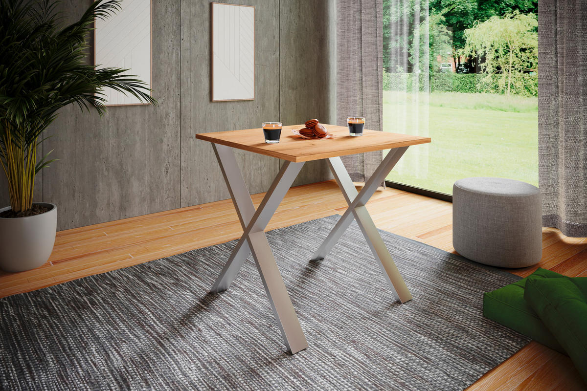 ESSTISCH in Holzwerkstoff 80/80/76 cm   - Honigeiche/Silberfarben, Basics, Holzwerkstoff (80/80/76cm) - MID.YOU