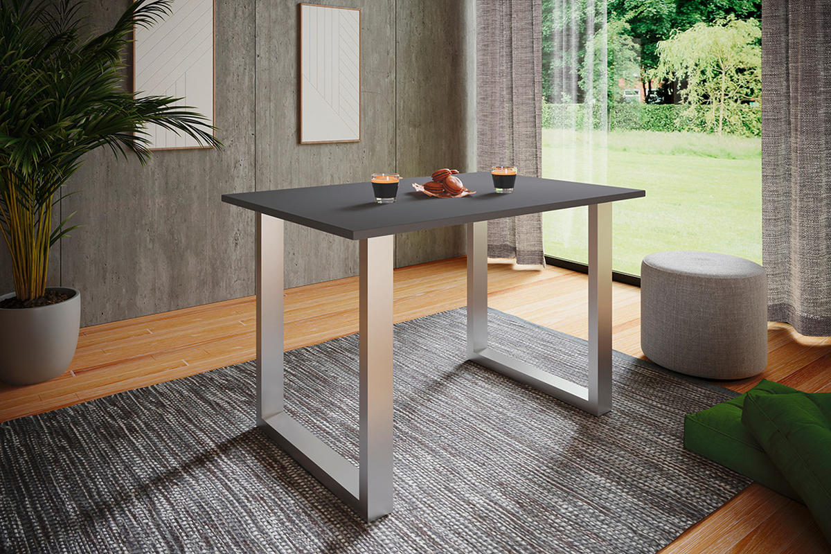 ESSTISCH in Holzwerkstoff 80/50/76 cm   - Anthrazit/Silberfarben, Basics, Holzwerkstoff/Metall (80/50/76cm) - MID.YOU