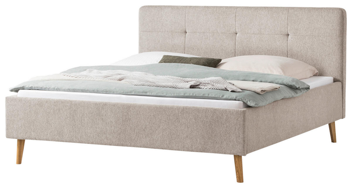 POLSTERBETT 180/200 cm  Taupe  - Taupe/Eichefarben, Basics, Holz/Textil (180/200cm) - Xora