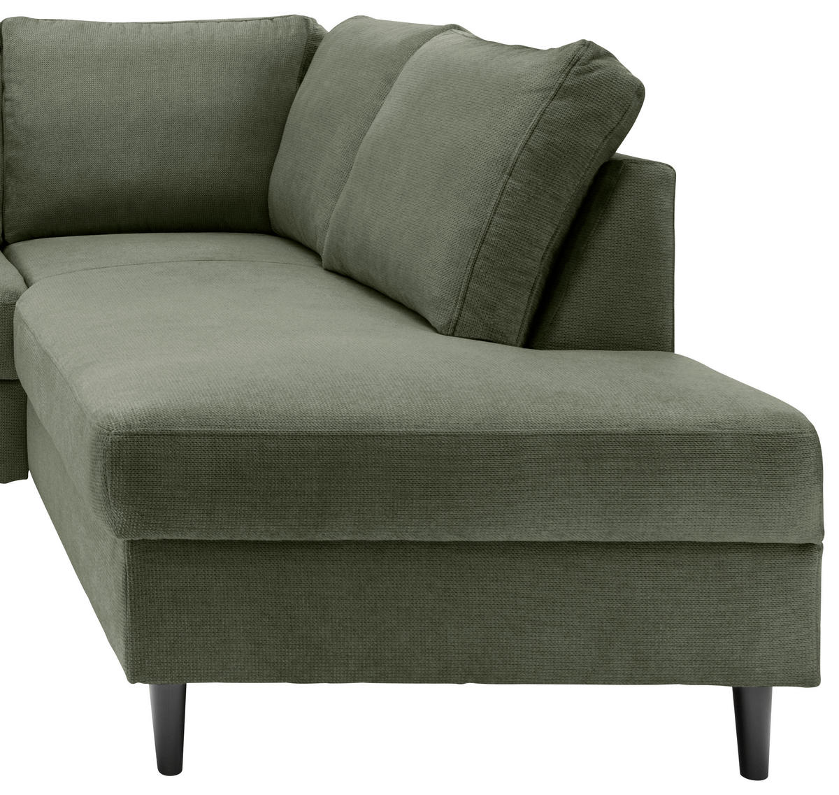 ECKSCHLAFSOFA in Dunkelgrün Textil   - Dunkelgrün/Schwarz, Modern, Holz/Textil (242/200cm) - Livetastic