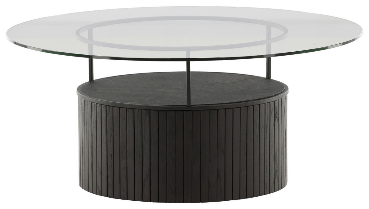 COUCHTISCH in Holz, Glas 90/90/40 cm  - Klar/Schwarz, Design, Glas/Holz (90/90/40cm) - Livetastic