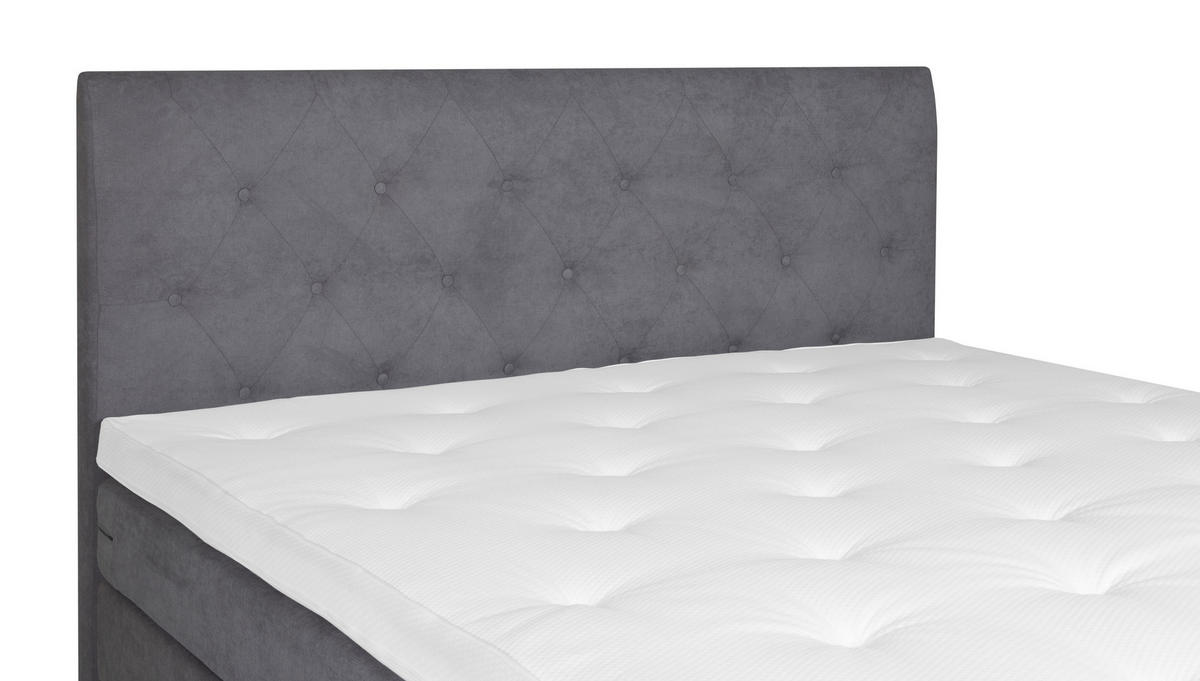 BOXSPRINGBETT 180/200 cm  in Grau  - Grau, Design, Textil/Metall (180/200cm) - Welnova
