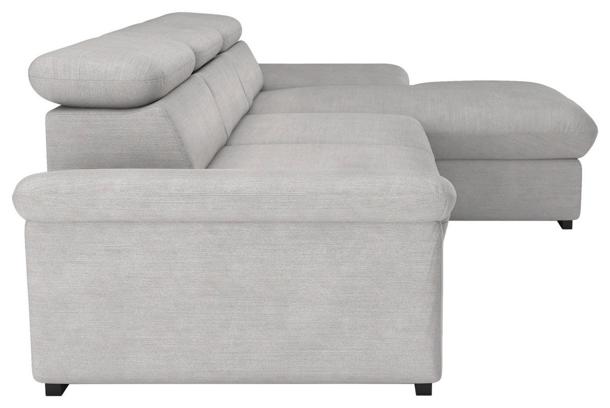 ECKSOFA in Flachgewebe Hellgrau  - Hellgrau/Schwarz, Design, Kunststoff/Textil (250/165cm) - Livetastic