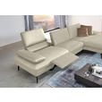 ECKSOFA in Echtleder Ecru  - Ecru/Schwarz, Design, Leder/Metall (325/157cm) - Dieter Knoll