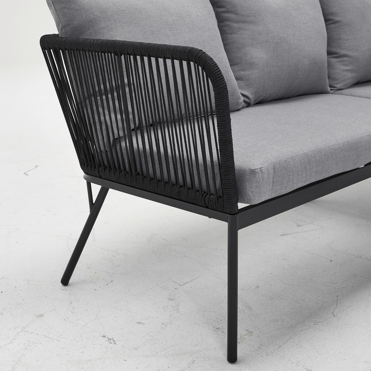 LOUNGEGARNITUR Stahl  - Schwarz/Grau, MODERN, Kunststoff/Textil (210/72/210cm) - Ambia Garden