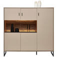 HIGHBOARD 139/135/37 cm  in Eichefarben, Hellgrau  - Eichefarben/Anthrazit, MODERN, Glas/Holzwerkstoff (139/135/37cm) - Carryhome