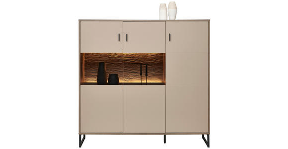 HIGHBOARD in 139/135/37 cm - Eichefarben/Anthrazit, MODERN, Glas/Holzwerkstoff (139/135/37cm) - Hom`in