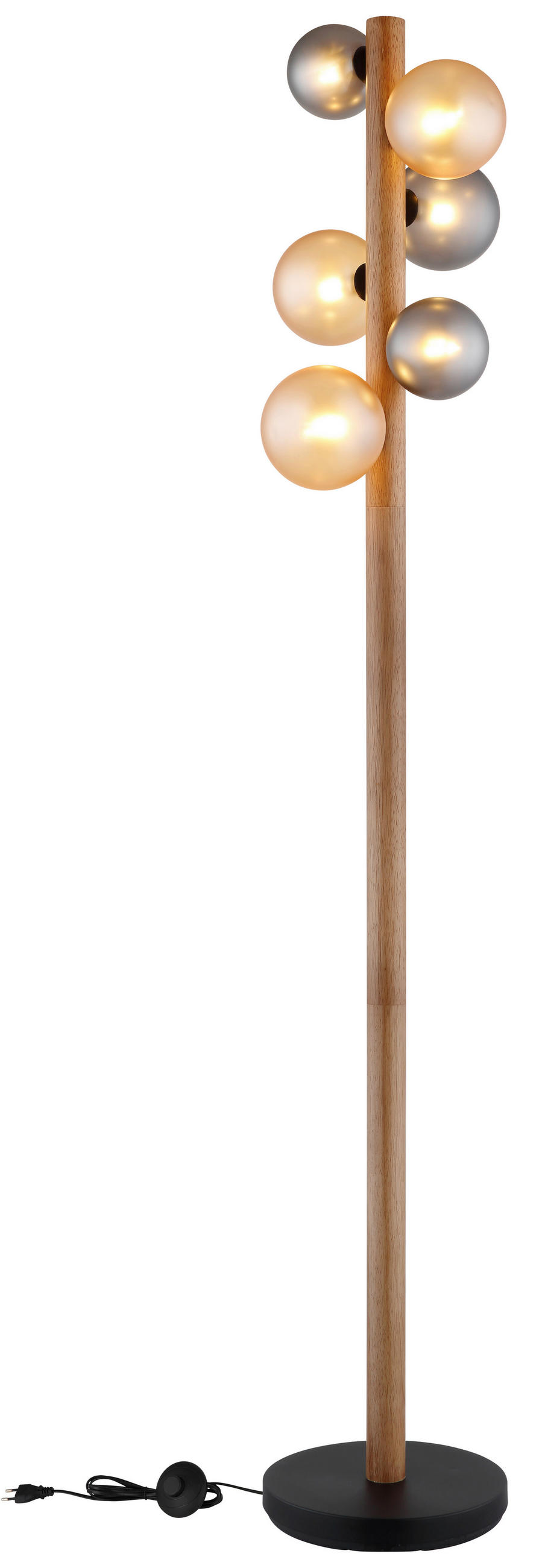 STEHLEUCHTE 29/150 cm    - Dunkelbraun/Schwarz, Basics, Glas/Holz (29/150cm) - Globo