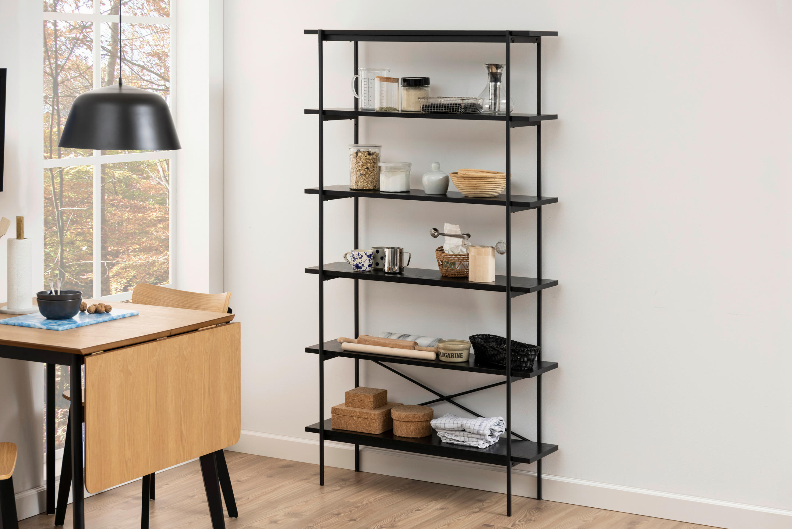 REGAL Schwarz  - Schwarz, MODERN, Holzwerkstoff/Metall (94/172/27cm)