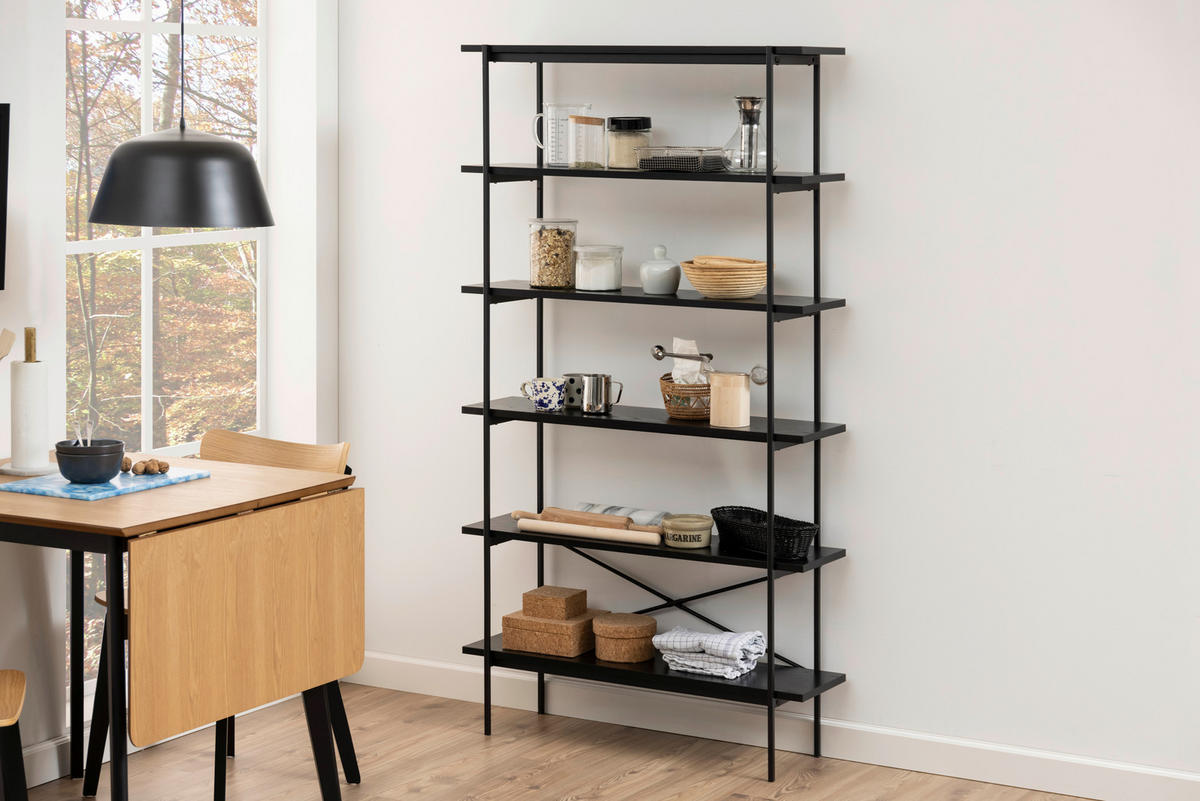 REGAL  94/172/27 cm Schwarz  - Schwarz, Modern, Holzwerkstoff/Metall (94/172/27cm)