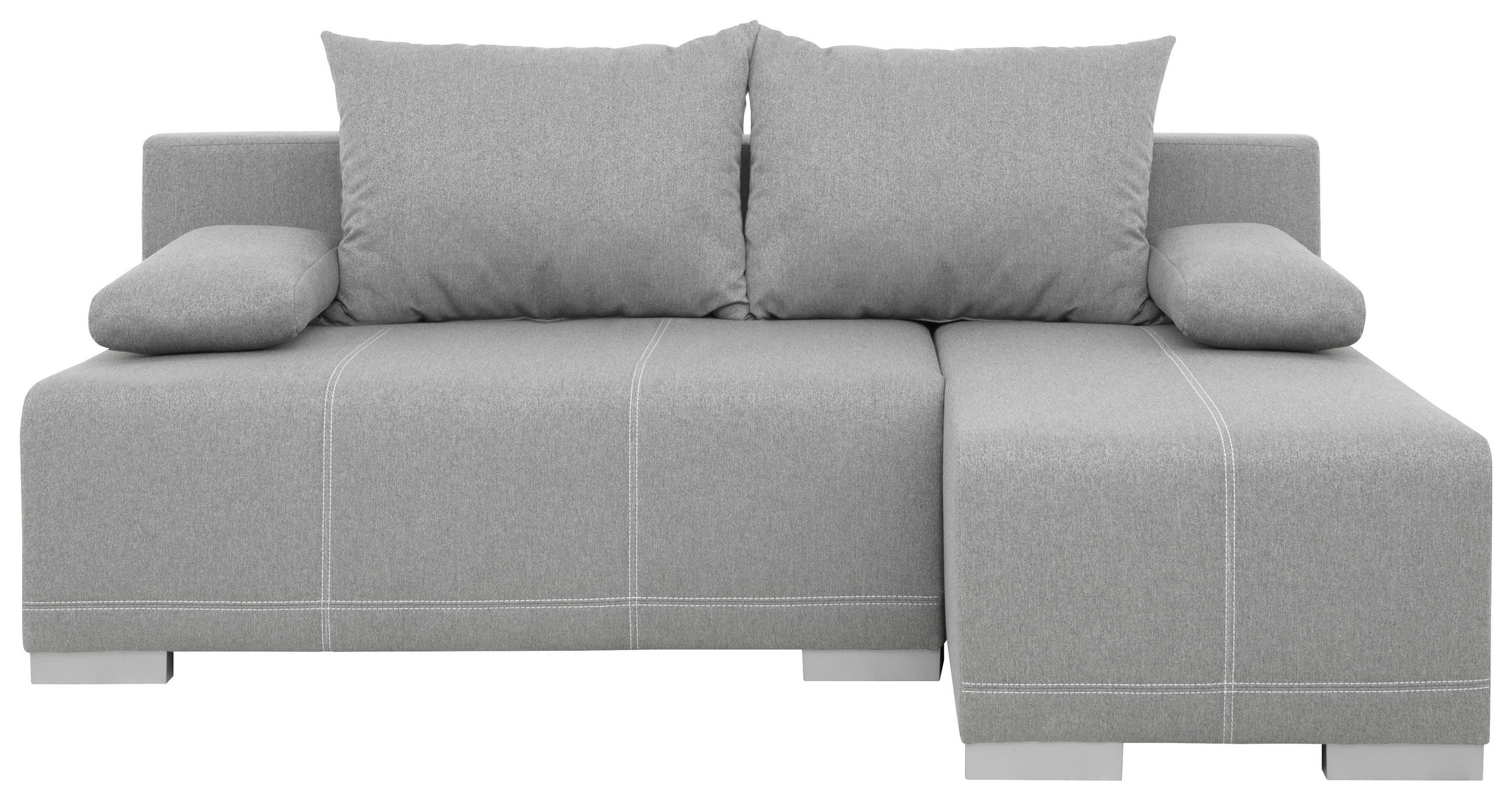 ROZKLADACIA ROHOVÁ POHOVKA, textil, sivá - sivá/biela, Design, textil (202/143cm) - MID.YOU