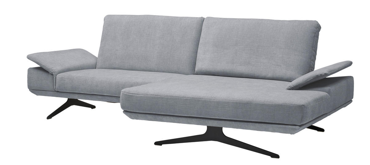 ECKSOFA in Flachgewebe Grau  269/155 cm  - Schwarz/Grau, Design, Textil/Metall (269/155cm) - Koinor