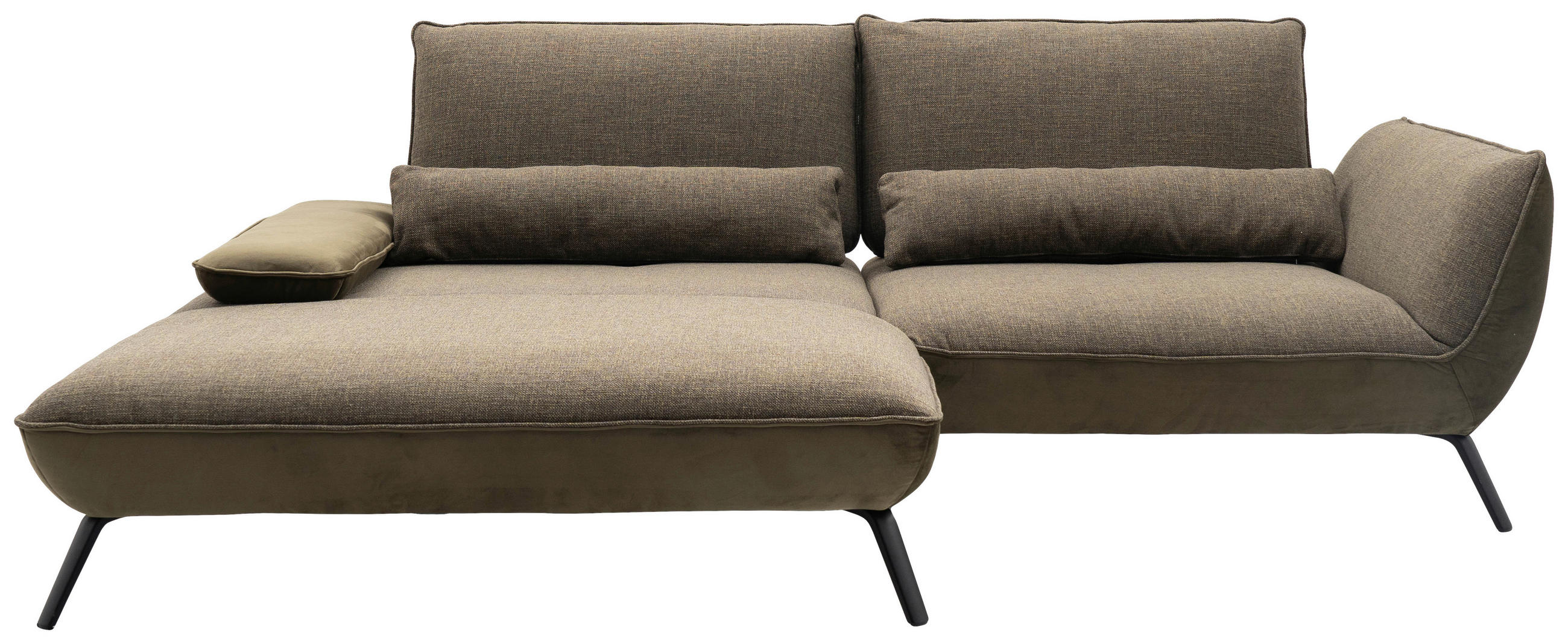ECKSOFA in Flachgewebe Olivgrün  - Schwarz/Olivgrün, Design, Textil/Metall (191/273cm) - Moderano