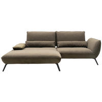ECKSOFA in Flachgewebe Olivgrün  - Schwarz/Olivgrün, Design, Textil/Metall (191/273cm) - Moderano