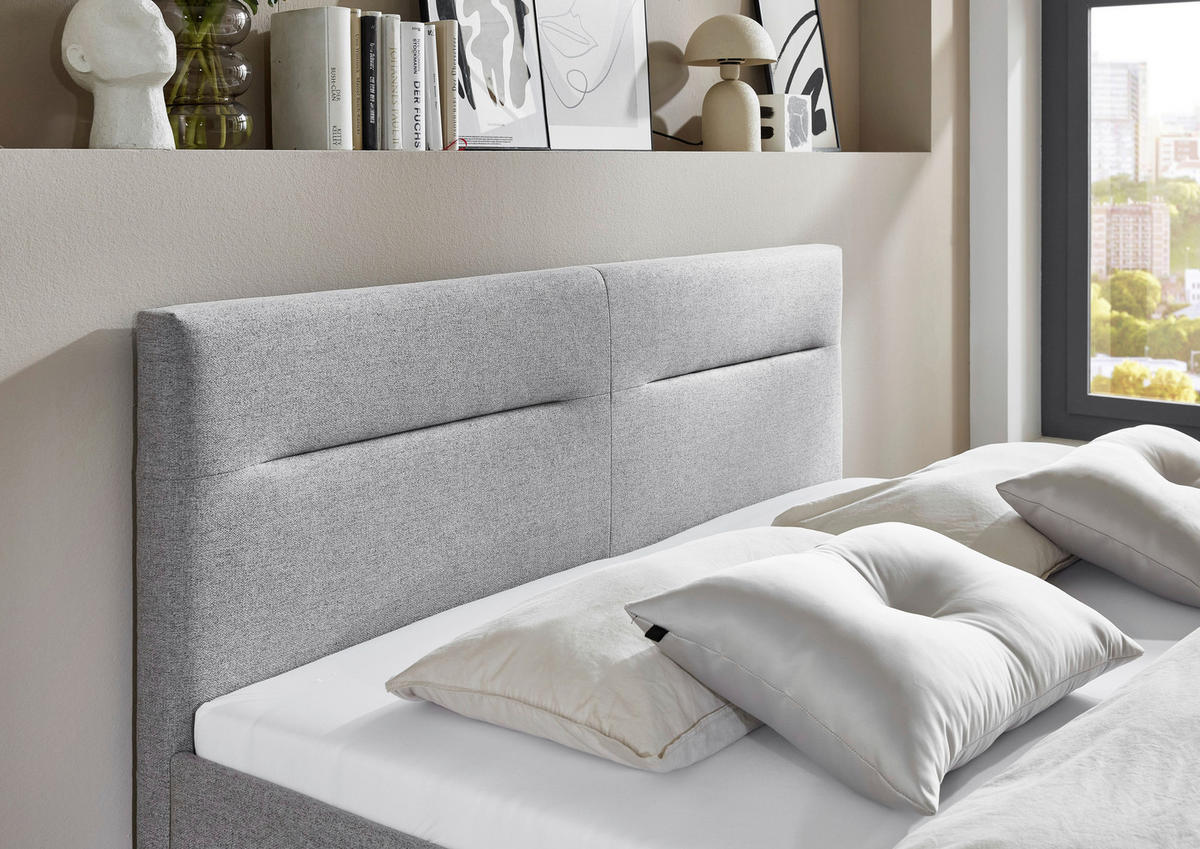 POLSTERBETT 180/200 cm,  in Grau,  - Schwarz/Grau, Basics, Holz/Textil (180/200cm) - Boxxx