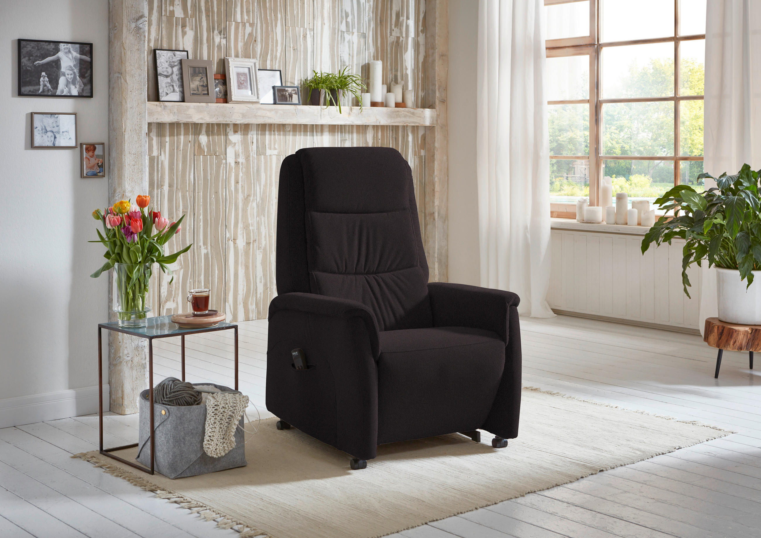 FERNSEHSESSEL in Mikrofaser Mokka  - Schwarz/Mokka, KONVENTIONELL, Kunststoff/Textil (70/107/88cm) - Valdera