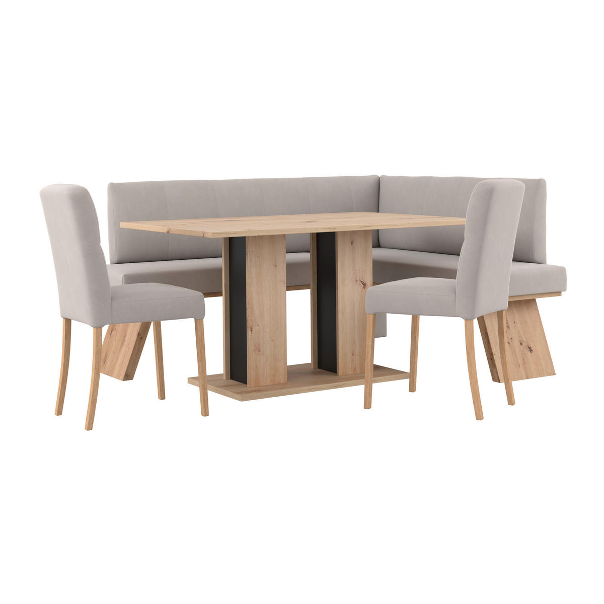 ECKBANK 185/150 cm Webstoff Weiß   - Eichefarben/Weiß, KONVENTIONELL, Textil (185/150cm) - Livetastic