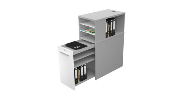 ANSTELLCONTAINER 43,8/115/80 cm - Platinfarben/Silberfarben, KONVENTIONELL, Glas/Holzwerkstoff (43,8/115/80cm) - Voleo