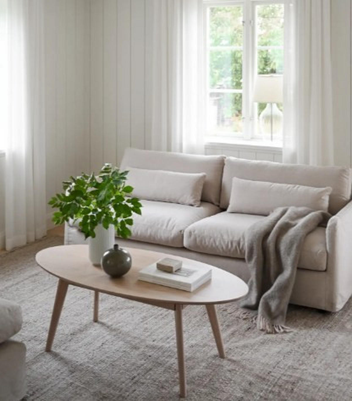 3-SITS SOFFA i beige  - beige/svart, Klassisk, metall/trä (213/82/103cm) - Rowico