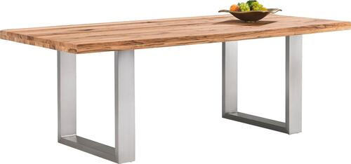 ESSTISCH Wildeiche massiv rechteckig Eichefarben, Edelstahlfarben - Edelstahlfarben/Eichefarben, Design, Holz/Metall (240/100/77cm) - Novel