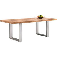 ESSTISCH Wildeiche massiv rechteckig Eichefarben, Edelstahlfarben  - Edelstahlfarben/Eichefarben, Design, Holz/Metall (200/100/77cm) - Novel