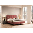 BOXSPRINGBETT 180/200 cm  in Bordeaux  - Chromfarben/Bordeaux, Basics, Leder/Holz (180/200cm) - Novel