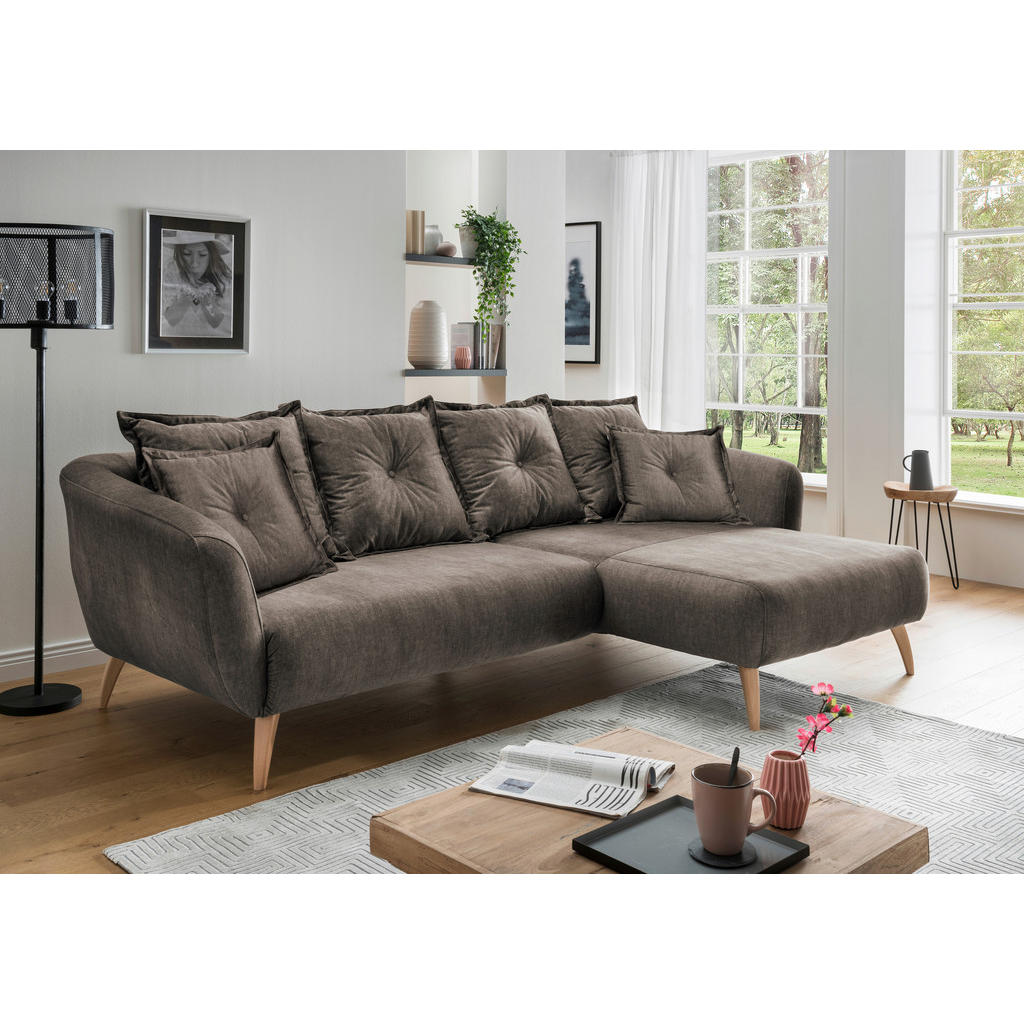 Thumbnail - Livetastic Ecksofa, Braun, Holz, Textil, Buche, Fichte, Kiefer,Buche, massiv, Uni, 3-Sitzer, Füllung: Komfortschaum,Scha...