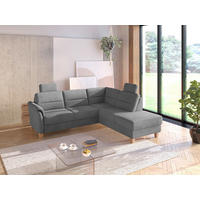 ECKSOFA PALMERA V Grau Flachgewebe Kopfstütze  - Eichefarben/Grau, KONVENTIONELL, Holz/Textil (236/212cm) - Sit & More