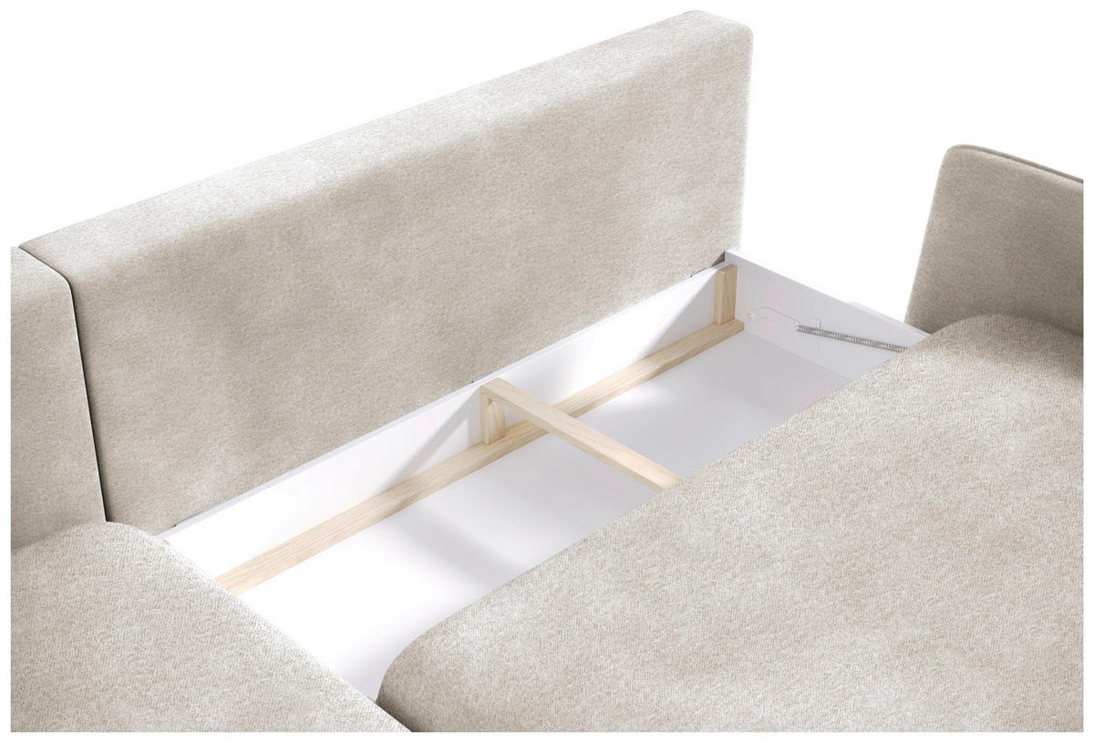 ECKSOFA in Velours Beige  - Beige/Schwarz, Design, Holz/Textil (167/260cm) - Welnova