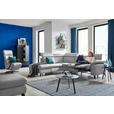 ECKSOFA in Echtleder Grau  239/285 cm  - Schwarz/Grau, Design, Leder/Metall (239/285cm) - Cantus