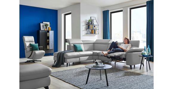 ECKSOFA in Echtleder Grau  239/285 cm  - Schwarz/Grau, Design, Leder/Metall (239/285cm) - Cantus