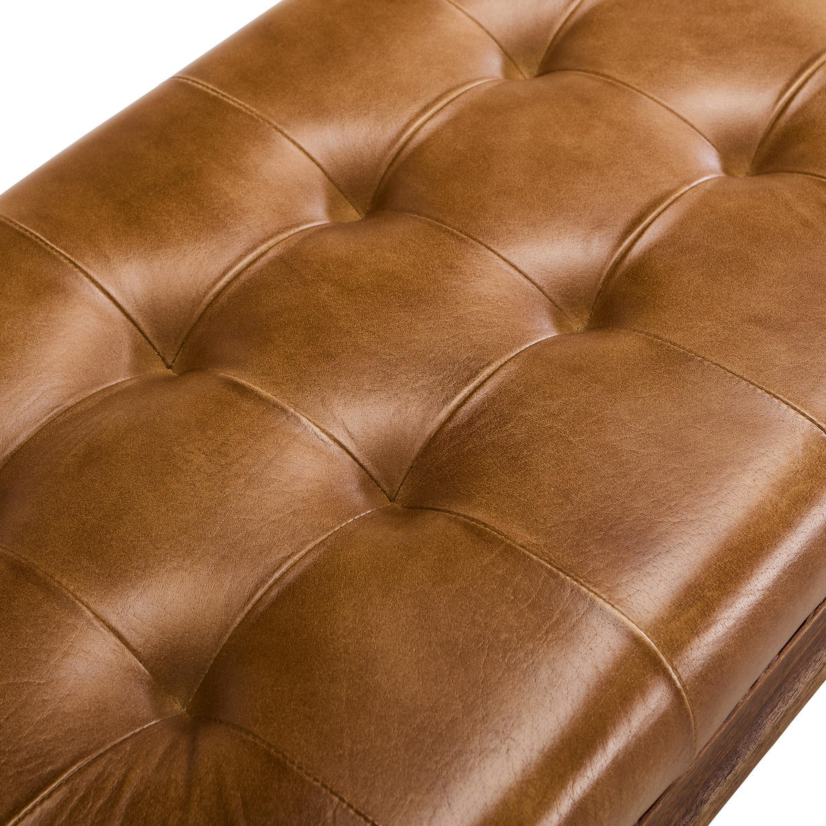 SITZBANK 110/45/45 cm Echtleder Braun, Walnussfarben Mangoholz massiv  - Walnussfarben/Braun, LIFESTYLE, Leder/Holz (110/45/45cm) - Landscape