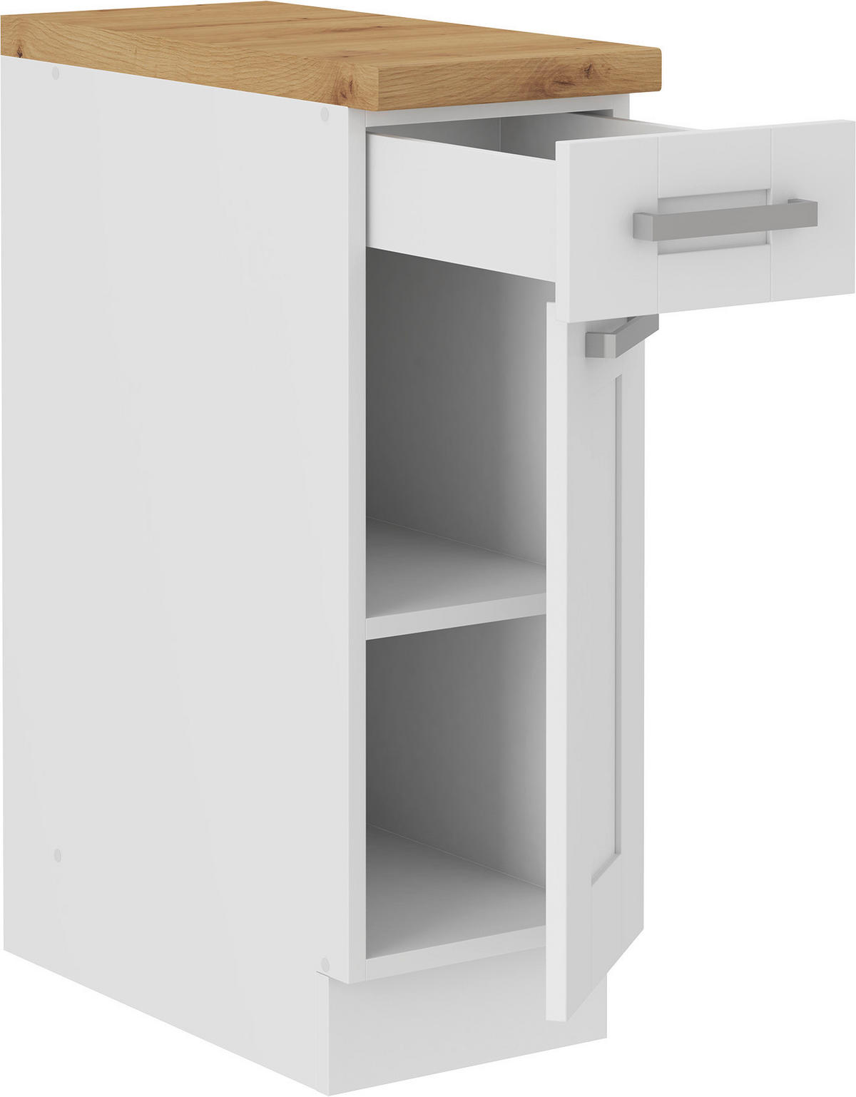 KÜCHENUNTERSCHRANK 30/86/60 cm  in Weiß  - Silberfarben/Eiche Artisan, ROMANTIK / LANDHAUS, Holzwerkstoff/Metall (30/86/60cm) - MID.YOU