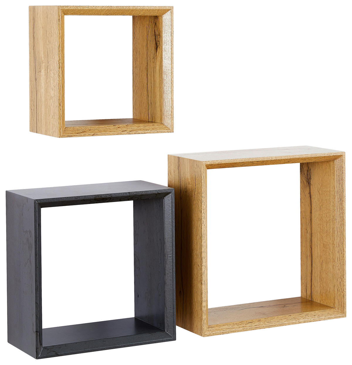 SET STENSKIH REGALOV - hrast wotan/antracit, Basics, leseni material (20-28/20-28/11,8cm) - Carryhome