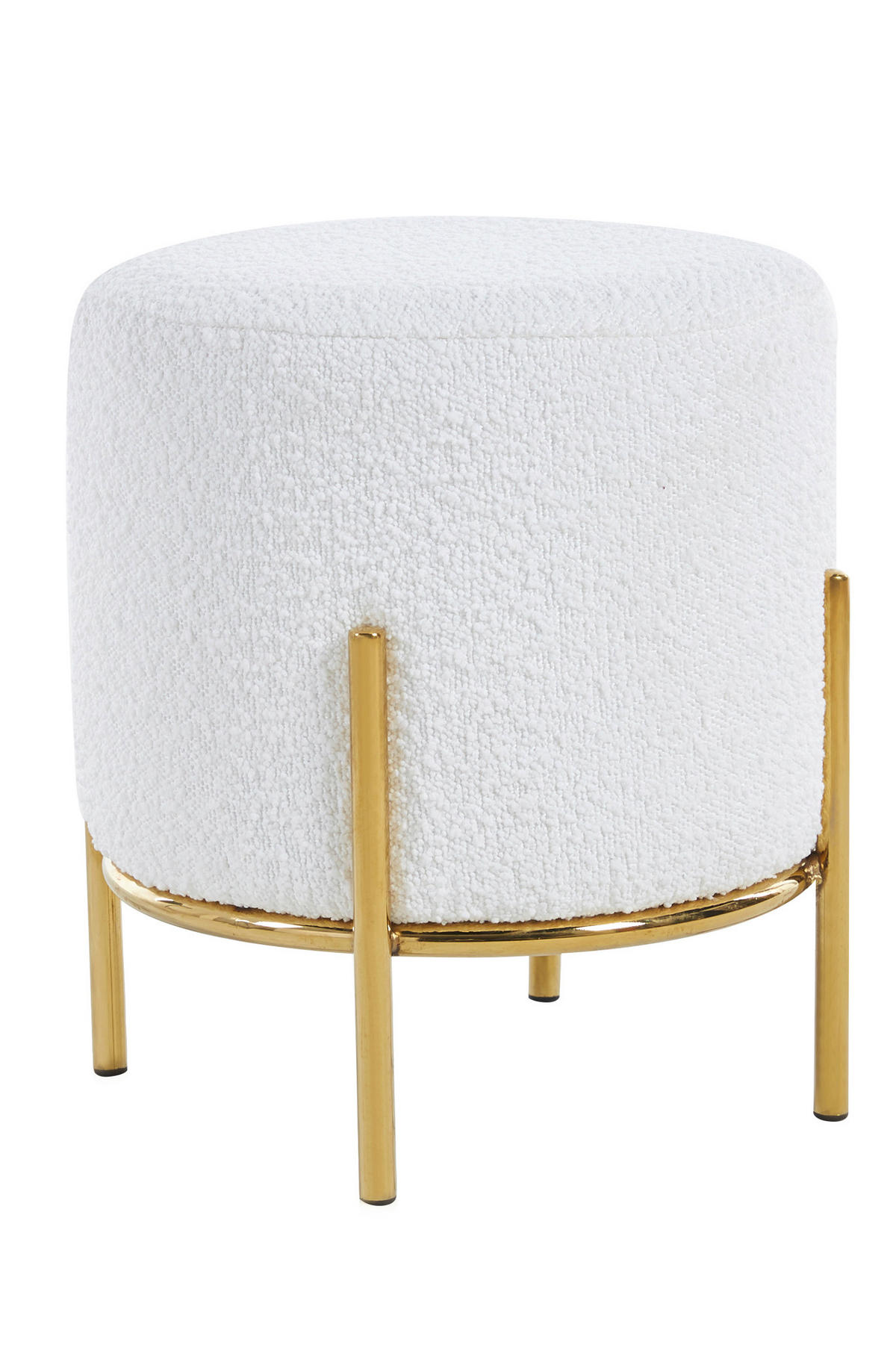 HOCKER Bouclé Weiß, Goldfarben  - Goldfarben/Weiß, MODERN, Textil/Metall (35/38/35cm) - Livetastic