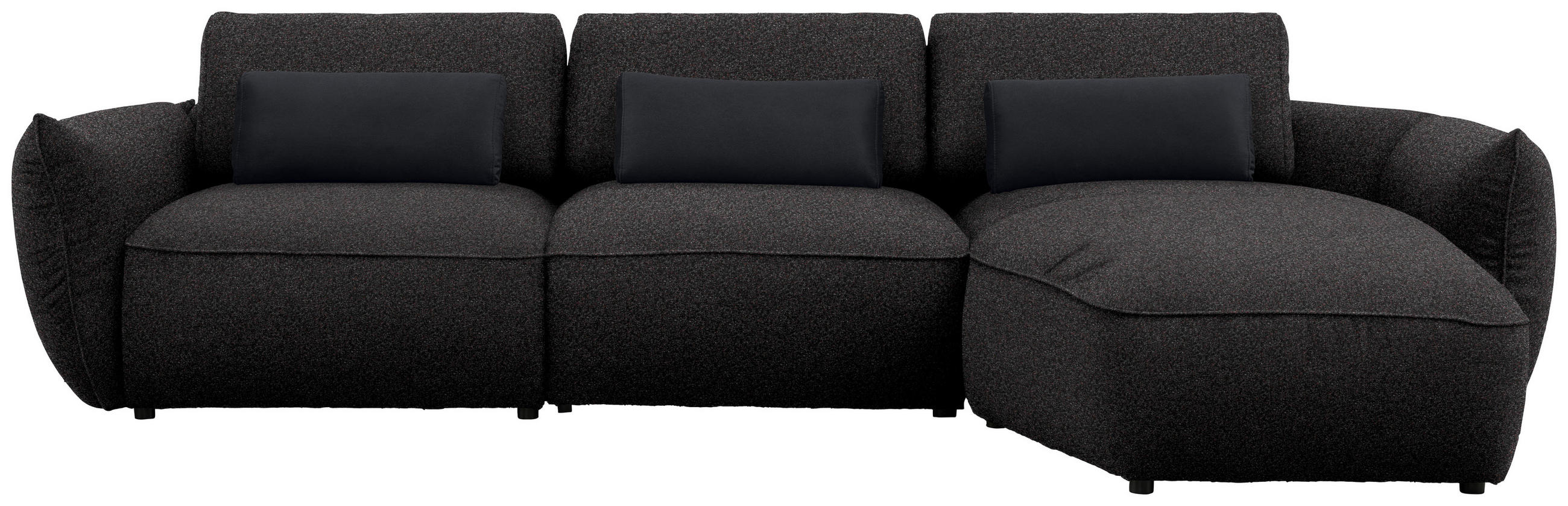 ECKSOFA  in Chenille Schwarz  340/190 cm  - Schwarz, Design, Kunststoff/Textil (340/190cm) - Belluti