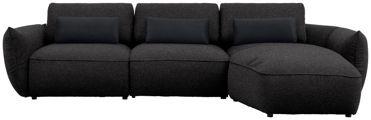 ECKSOFA  in Chenille Schwarz  340/190 cm  - Schwarz, Design, Kunststoff/Textil (340/190cm) - Belluti