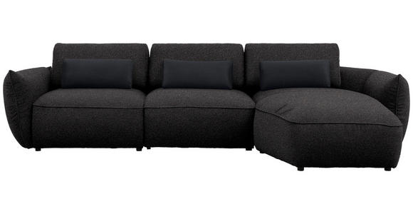 ECKSOFA  in Chenille Schwarz  340/190 cm  - Schwarz, Design, Kunststoff/Textil (340/190cm) - Belluti