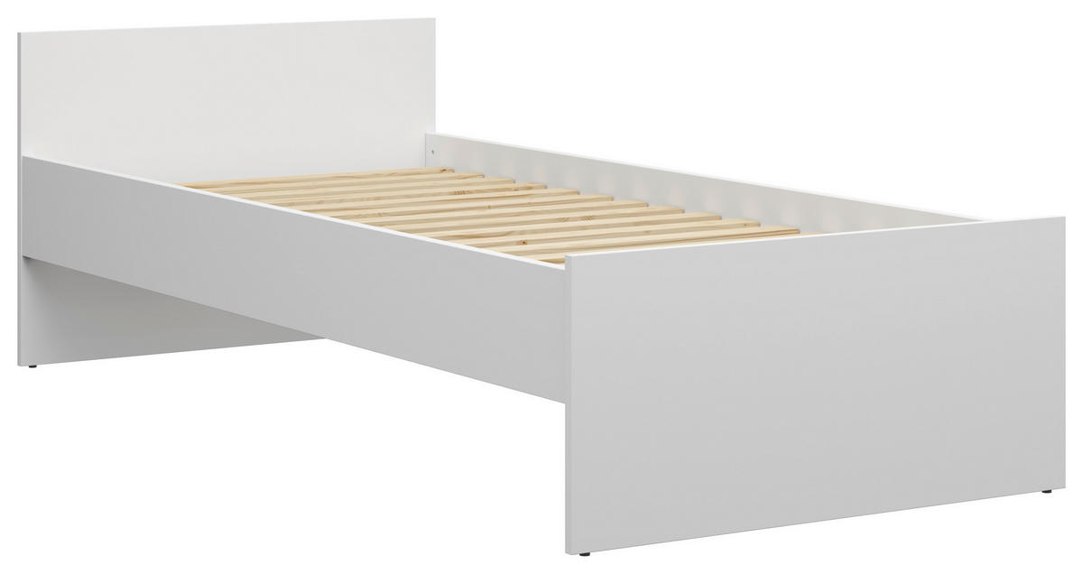 POSTELJA 90 cm   x 200 cm  , les, leseni material bela  - bela, Moderno, leseni material/les (90/200cm) - MID.YOU