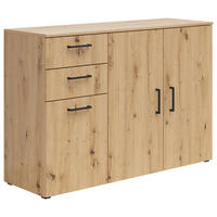 KOMÓD 120/83/40 cm  - fekete/Artisan tölgy, Modern, műanyag/faalapú anyag (120/83/40cm) - Carryhome