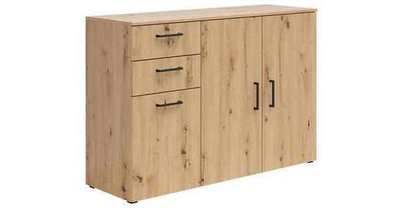 KOMMODE 120/83/40 cm in Eiche Artisan - Anthrazit/Schwarz, MODERN, Holzwerkstoff/Kunststoff (120/83/40cm) - Carryhome