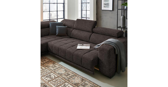 ECKSOFA in Mikrofaser Braun  - Schwarz/Braun, Design, Textil/Metall (207/301cm) - Xora