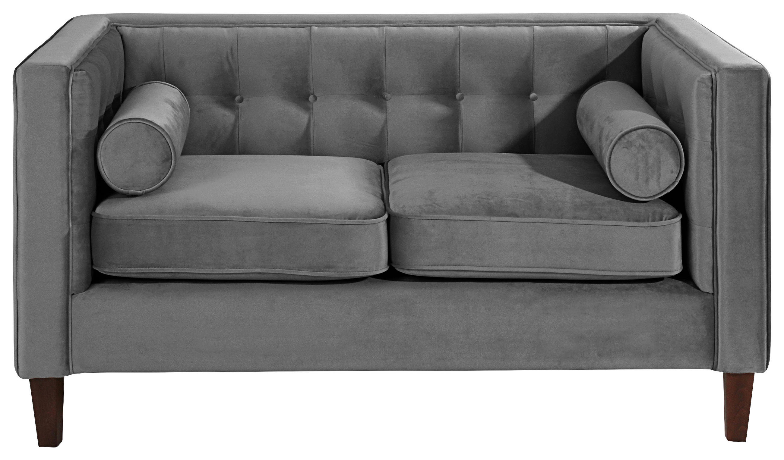 ZWEISITZER-SOFA Velours Anthrazit  - Anthrazit/Nussbaumfarben, Design, Holz/Textil (154/80/85cm) - Max Winzer