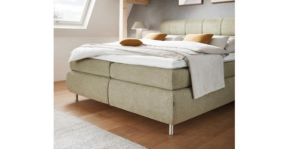 BOXSPRINGBETT 180/200 cm in Olivgrün - Schwarz/Olivgrün, KONVENTIONELL, Textil/Metall (180/200cm) - Dieter Knoll