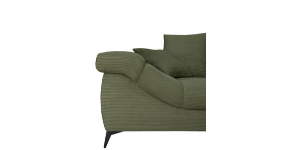 ECKSOFA Grün Cord Rückenkissen, Armlehnenkissen, Rücken echt  - Schwarz/Grün, KONVENTIONELL, Textil/Metall (332/231cm) - Carryhome