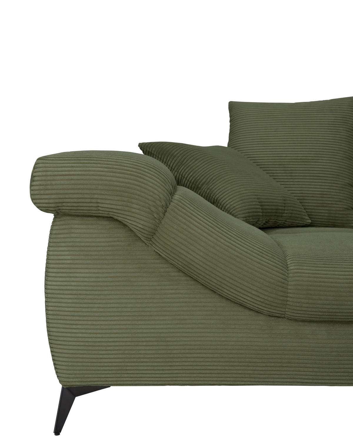 ECKSOFA Grün Cord Rückenkissen, Armlehnenkissen, Rücken echt  - Schwarz/Grün, KONVENTIONELL, Textil/Metall (332/231cm) - Carryhome