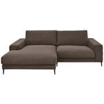 ECKSOFA Badia Base in Feincord Braun  177/253 cm  - Schwarz/Braun, Design, Textil/Metall (177/253cm) - Dieter Knoll