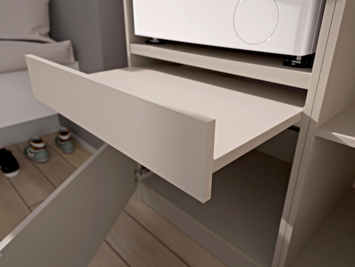 WASCHMASCHINENSCHRANK 68/200/68 cm  in Kaschmir  - Kaschmir/Schwarz, Design, Holzwerkstoff/Metall (68/200/68cm) - Milino