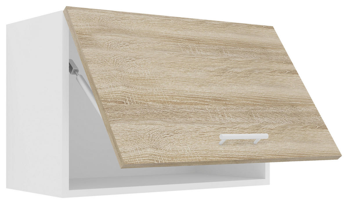 KÜCHENOBERSCHRANK 60/40/31 cm  in Sonoma Eiche, Weiß  - Alufarben/Weiß, KONVENTIONELL, Holzwerkstoff/Metall (60/40/31cm) - MID.YOU