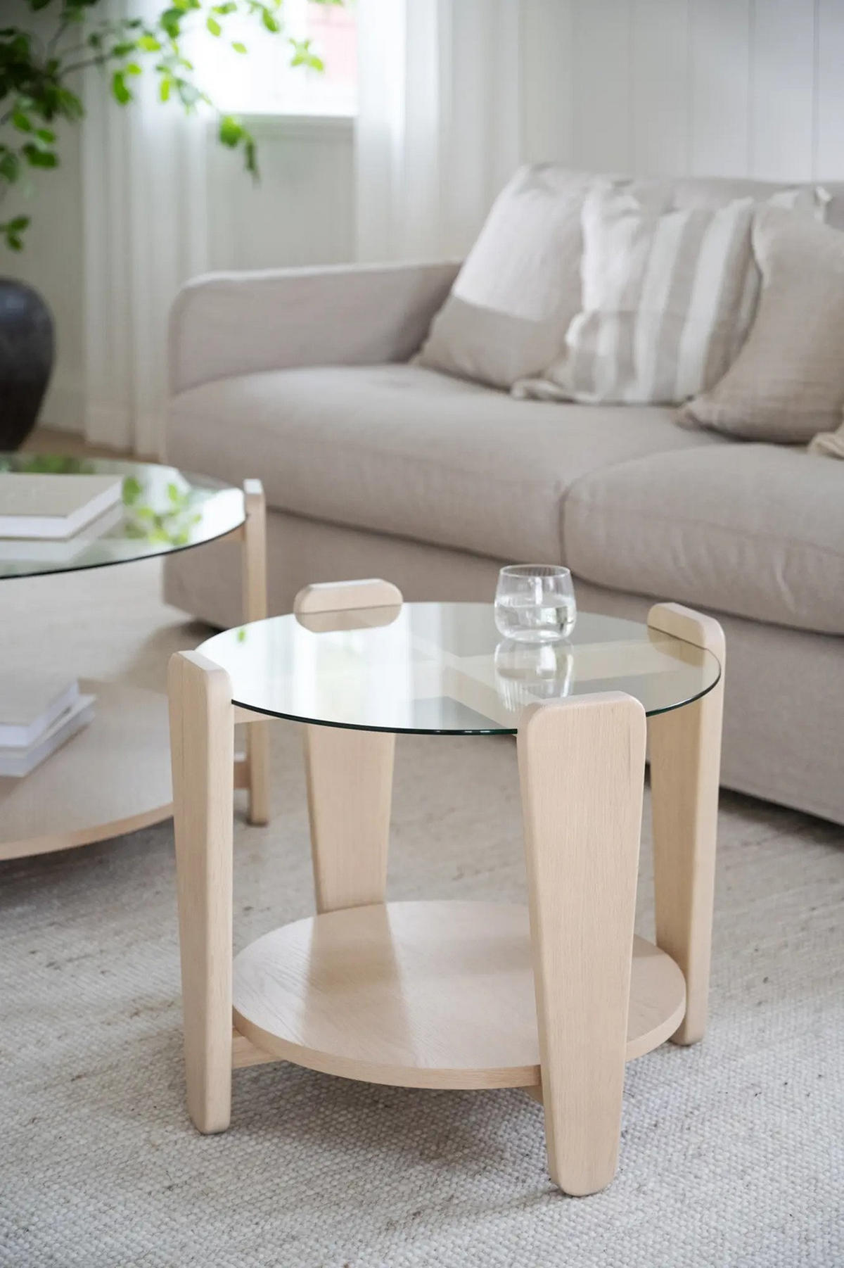 SOFFBORD i trä, glas  - ek Bianco, Klassisk, trä/glas (52/45cm) - Rowico